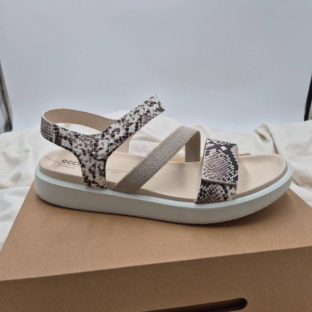 NEW ECCO Flowt 2 Band sandal python-print snake leather Women's size 12-12.5